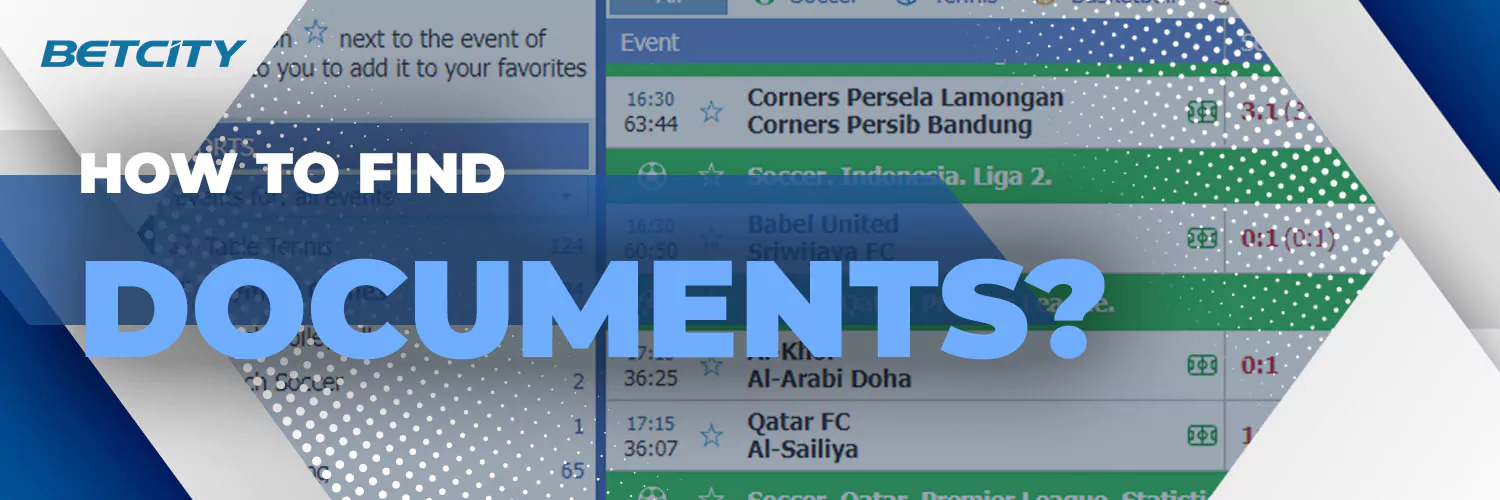 How to find documents on the Betcity website